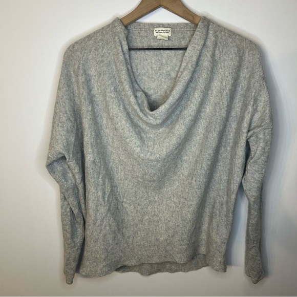 Club Monaco Cowl Neck Cashmere Sweater in Light Heather Grey, Size Large - Picture 3 of 9